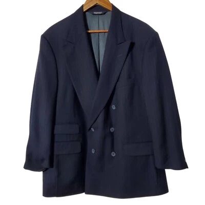 Blazer Henry Grethel Talla 44S Azul Doble Pecho Clásico Lana Chaqueta Deportiva Hombres Foto 1 de 4