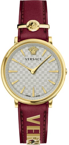 Versace VE8104322 V Circle Lady bianco argento oro rosso pelle orologio da donna NUOVO