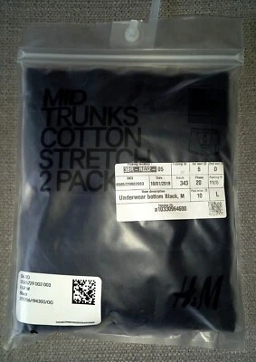 Nuevo paquete de 2 baúles medios H&M elásticos de algodón negro M Foto 1 de 4