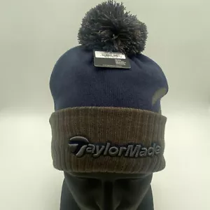 Nuevo Gorro TaylorMade Golf Forrado de Vellón Pom Bobble Azul Marino y Gris - Imagen 1 de 8
