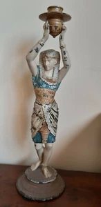 Portacandela Inizi Del 900 Stile Egizio In Metallo Ceramica - Foto 1 di 5