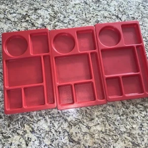 Cambro 915CW Red School Lunch Cafeteria Trays Lot of 3 Textured 6 Compartment - Picture 1 of 4