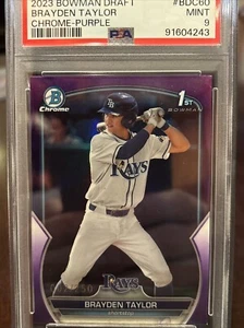2023 Bowman Draft Brayden Taylor Purple Refractor /250 1st Bowman BDC60 PSA 9 RC - Bild 1 von 3