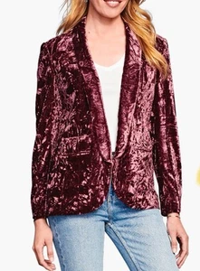 Johnston & Murphy Crushed Velvet Whimsigoth Tuxedo Blazer Jacket Open Front XS - Picture 1 of 11
