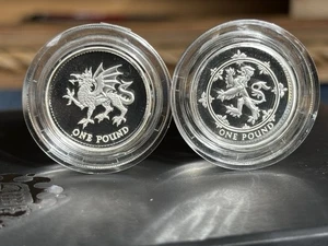 Silver Proof Set Piedforts Flawless Lion & Welsh Dragon 94/95 Rare Low Mint COAs - Picture 1 of 11