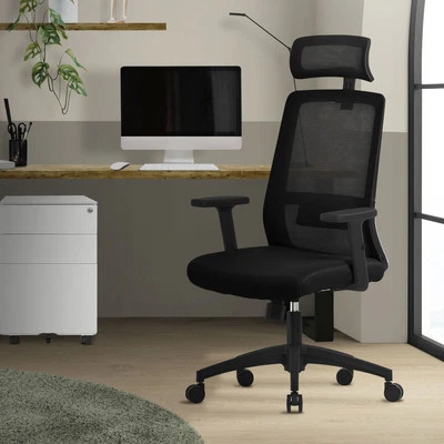Chaise de bureau gaming d'ordinateur ergonomique pivotante avec roulettes noir - Photo 1/4