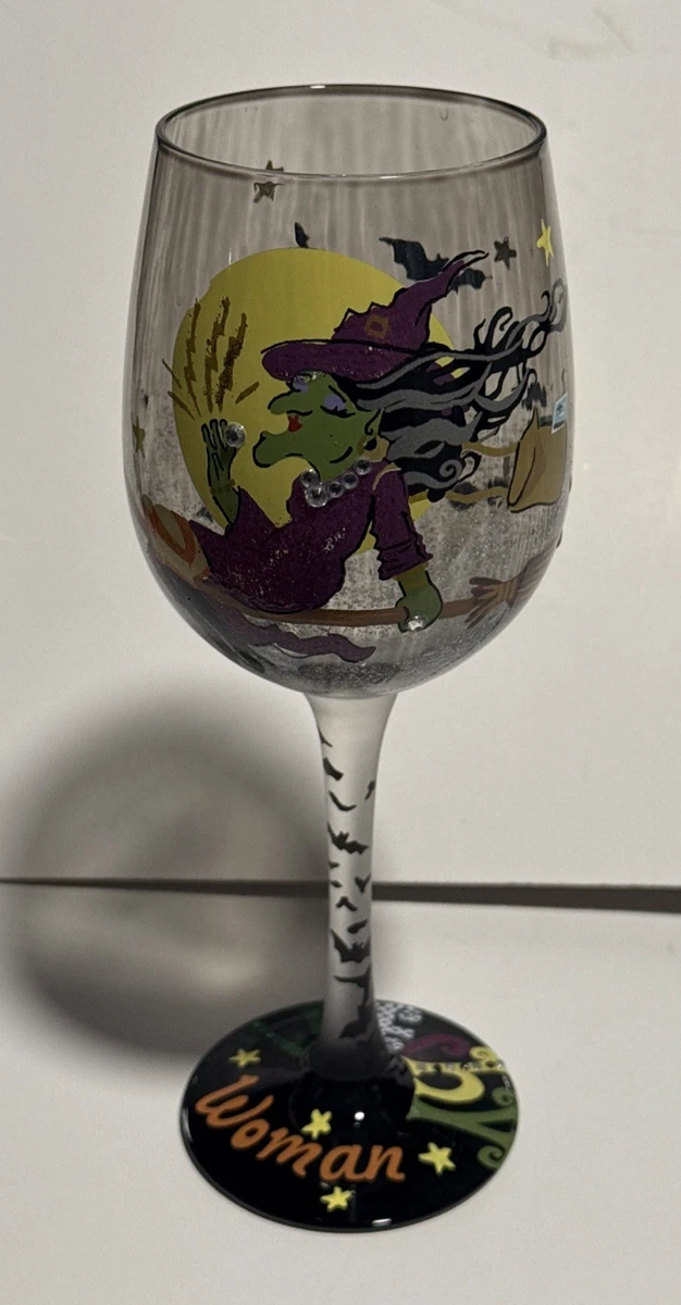 Lolita Weinglas „Working Witch“ – Halloween-Deko Mit Glitzer, Strass & Leuchtfarbe
