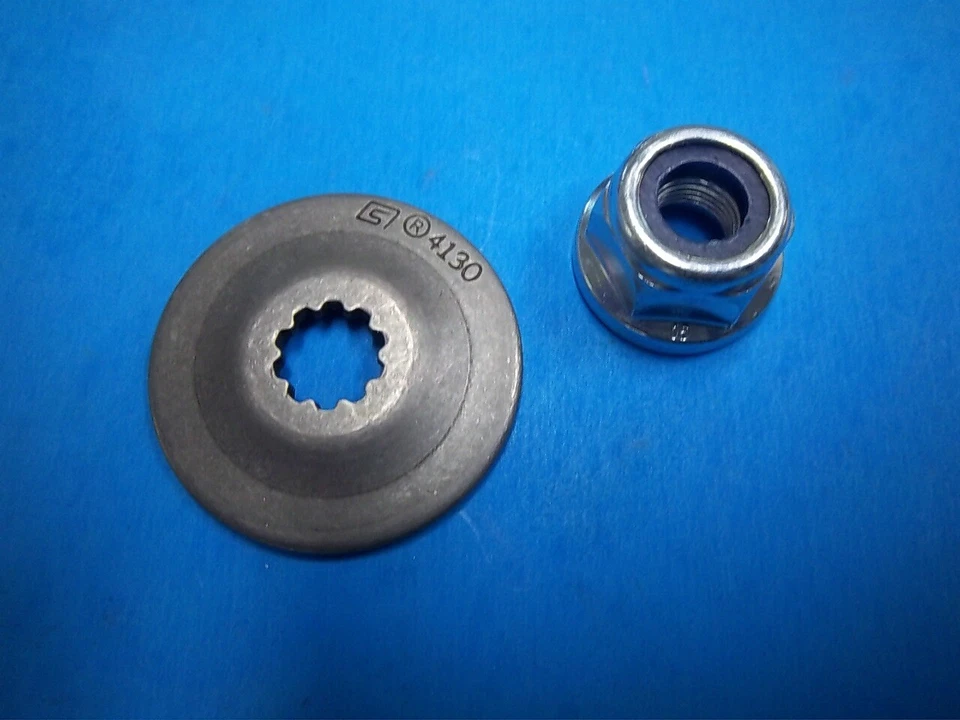 STIHL BLADE WASHER & NUT FS55 FS76 FS80 FS85 FS902 FS100 FS110 FS130 41307131600 - Image 1 of 1