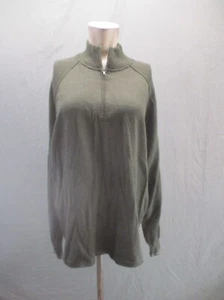 JWN Size L Mens Olive 100% Extrafine Merino Wool 1/2 Zip High Neck Pullover 735 - Picture 1 of 8