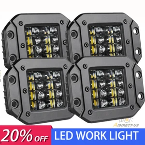 4x 5" Flush Mount LED Pods Work Light Combo Bumper Reverse Driving Fog Lamps - Picture 1 of 10