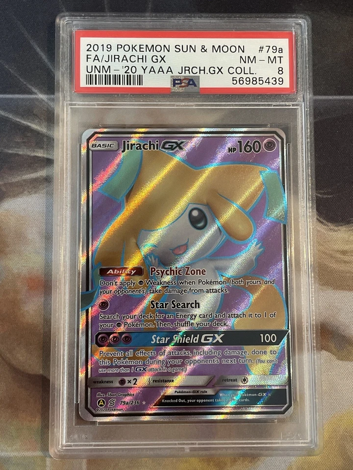 2019 Pokemon Sun & Moon Unified Minds Jirachi GX 79a PSA 8 Full Art NM-MT - Image 1 of 1