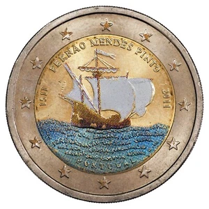 Portugal - 2 euros colorisée - 2011 - 500 ans naissance de Fernão Mendes Pinto - Picture 1 of 2