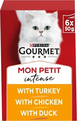 Gourmet Mon Petit Intense Duck Chicken & Turkey Adult Wet Cat Food 6x50g 8 Pack