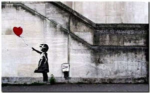 BANKSY STREET ART CANVAS PRINT There is always hope 24"X 16" stencil poster - Picture 1 of 1
