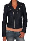 Women's 100% Genuine Slim Fit Soft Leather Black Jacket Motorcycle Jacket AU-053