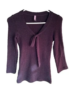 Forever 21 Women’s Blouse Slim Black Sparkle Size S Long Sleeves - Picture 1 of 9
