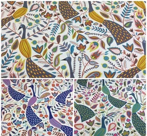 *NUEVO* Tela con estampado de algodón Fryetts pavo real, pájaros. Tapicería/cortinas/artesanías - Imagen 1 de 6