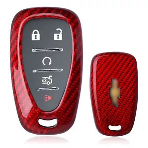 Real Red Carbon Fiber Key Fob Cover For Chevy Camaro Malibu Cruze Spark Volt.. - Picture 1 of 8