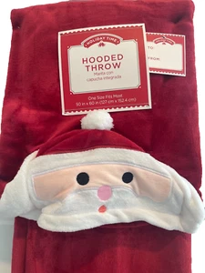 Manta suave Holiday Time roja SANTA TIRO CON CAPUCHA 50x60" regalo de Navidad se adapta a la mayoría - Imagen 1 de 6