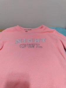 Just Be Night Owl Vintage Pink Pajama Top Long Sleeve Shirt Size LG - Picture 1 of 4
