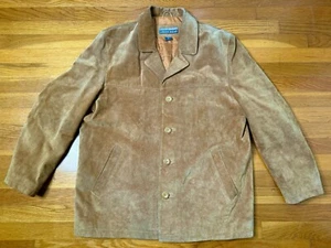 VTG 90s Structure Men’s Medium Brown Suede Blazer Jacket Heavy Classic - Picture 1 of 12