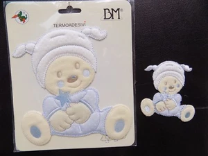 APPLICAZIONE TERMOADESIVA PATCH DECORAZIONE COPERTINA PARACOLPI ORSO CUFFIA AZZU - Picture 1 of 3