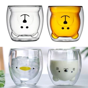 Doppelwandige Glas Bär Ente Katze Tee Kaffeetasse Hitzebeständige Espressotasse - Bild 1 von 16