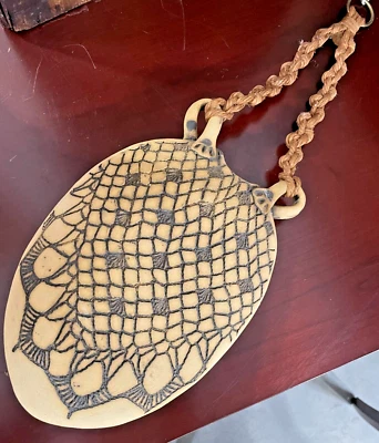 Beautiful Handmade Hanging Pottery Southwest Folk Art Designed Canteen Signed - Image 1 of 4