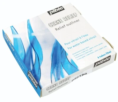 Pebeo Cerne Relief Paint for Water Based Vitrail Set 6 x 20ml - Image 1 of 3