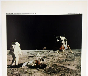 Foto oficial de la NASA de colección PSEP DESPLEGADO ALDRIN WALKS - Apolo 11 aterrizaje lunar - Imagen 1 de 3