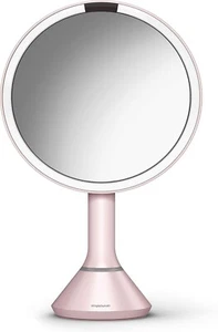 simplehuman 8" Round Sensor Makeup Mirror w/TouchControl 5x Magnification Pink - Picture 1 of 3