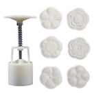 6 Flower Stamps Moon Cake Mould 3D Diy Round Mooncake Mold Baking Decor Tool 50G