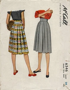 McCall 6346 Post-War Era Junior Miss Skirt w Pleats 24" Waist CUT COMPLETE 1940s - Picture 1 of 4