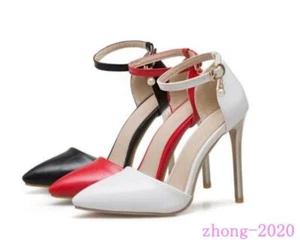 Nuevo Mujeres Puntera puntiaguda Zapatos Tacones de aguja Tacones altos Vestido Zapatos de salón Correa al tobillo Sandalias - Imagen 1 de 11