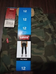 NWT Boys Levi Twill Camo Jogger Pants 12 Regular Slim Fit Elastic Waist - Picture 1 of 5