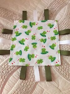 INFANT BABY Taggie Froggie Lovey Security Baby Blanket 8.5 X 8" NEW