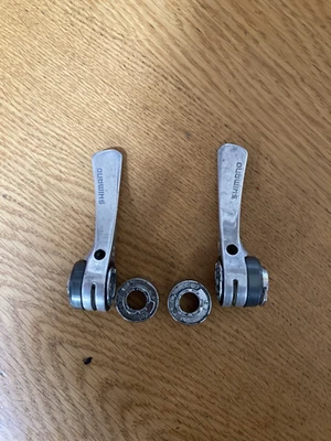 VINTAGE SHIMANO SL-A400 BRAZE ON 7SPD  DOWN TUBE GEAR LEVERS IN DECENT CONDITION - Image 1 of 4