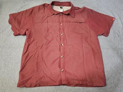 The North Face Shirt Mens Medium Red Short Sleeve Button Front Hiking Outdoor - Image 1 of 4