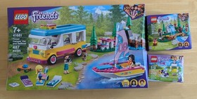 Lego Friends #41681 Camper & sailboat, #41304 Puppy tricks & #41677 Waterfall