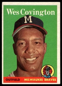 1958 Topps Wes Covington Milwaukee Braves #140 - Foto 1 di 2