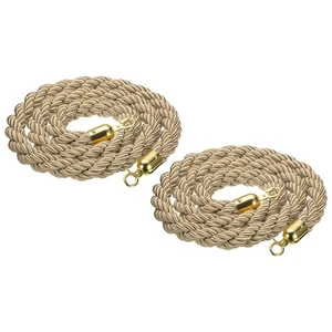 2 Pcs 6.6 Ft/2 m Twisted Stanchion Rope Barrier Rope with Hooks Champagne Golden - Picture 1 of 7
