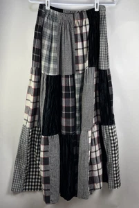 Vintage Lucia Lukken Black Plaid Patchwork Broomskirts Size M - Picture 1 of 13