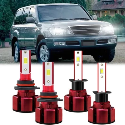 Combo de faros LED 9005 y H1 bombillas de haz alto bajo para Lexus LX470 1998-2007 Foto 1 de 4