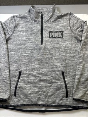 ROSA Victoria's Secret Mujer Media Cremallera Camisa Atlética Pullover Gris Talla-L #129 Foto 1 de 4