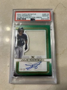 2023 Topps Definitive Julio Rodriguez Auto Relic Coll. Green/25 PSA 10 Pop 2 SP - Picture 1 of 2