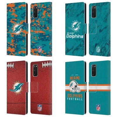 NFL MIAMI DOLPHINS GRÁFICOS CUERO LIBRO CARTERA FUNDA PARA TELÉFONOS SAMSUNG 1 Foto 1 de 4