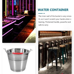 Portable Trash Can Stainless Steel Water Jug Pail Bucket with Handle Ice Bucket - Imagen 1 de 20
