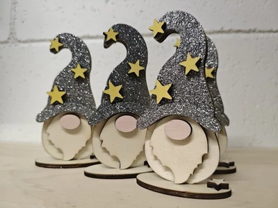 Gnomo Segna Posto Glitter Argento  - Immagine 1 di 4