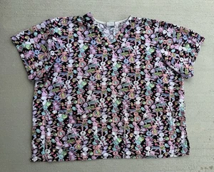 Tafford Scrub Top Easter Bunny Women’s Plus Size 2X Short Sleeve - Picture 1 of 3