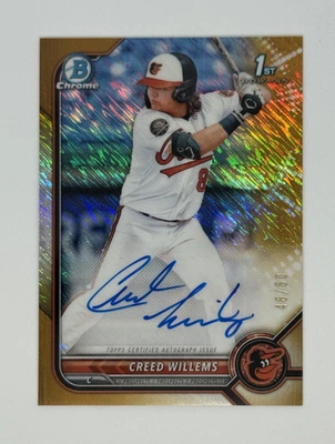 2022 Bowman Chrome 1st Gold Shimmer Auto Creed Willems #CPA-CW Refractor /50 - Image 1 of 2